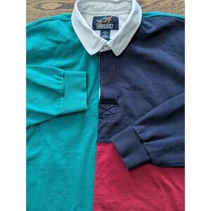 Vintage Lands End Rugby Shirt Polo Men's XL Colorblock USA 90s Y2K Preppy